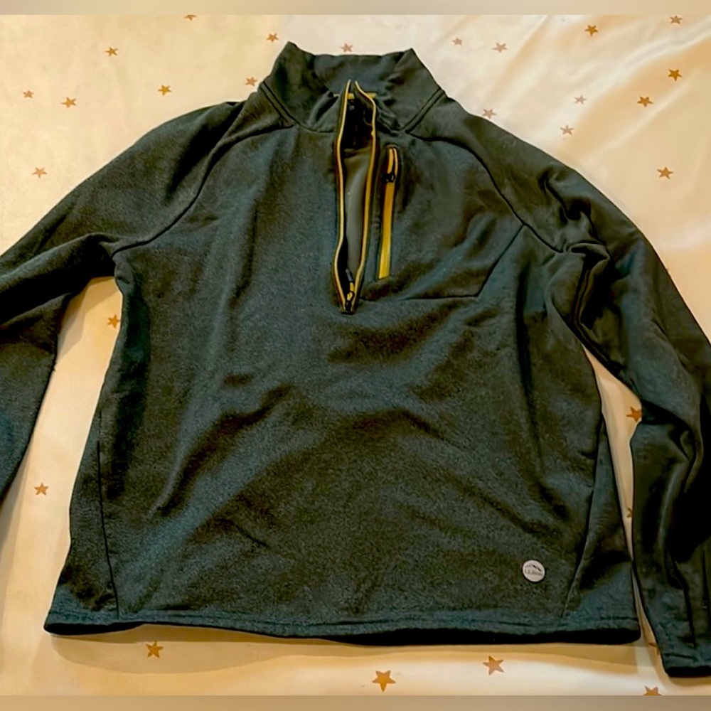 LLBean quarter zip, army green, slightly fitted size medium.